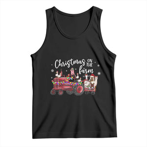 Funny Christmas On The Farm Tank Top Vintage Red Tractor Livestock TS11 Black Print Your Wear