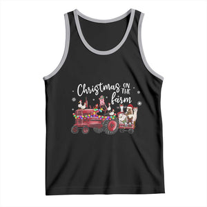 Funny Christmas On The Farm Tank Top Vintage Red Tractor Livestock TS11 Black Athletic Heather Print Your Wear