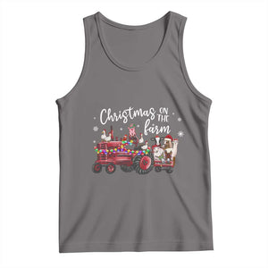 Funny Christmas On The Farm Tank Top Vintage Red Tractor Livestock TS11 Deep Heather Print Your Wear