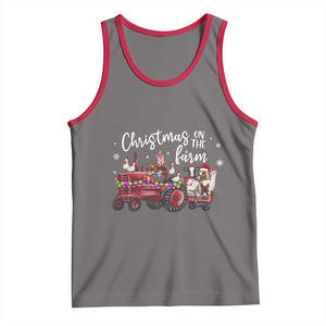 Funny Christmas On The Farm Tank Top Vintage Red Tractor Livestock TS11 Deep Heather Red Print Your Wear