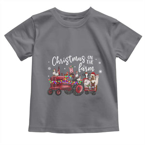 Funny Christmas On The Farm Toddler T Shirt Vintage Red Tractor Livestock TS11 Charcoal Print Your Wear