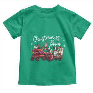 Funny Christmas On The Farm Toddler T Shirt Vintage Red Tractor Livestock TS11 Irish Green Print Your Wear