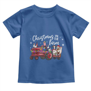 Funny Christmas On The Farm Toddler T Shirt Vintage Red Tractor Livestock TS11 Royal Blue Print Your Wear