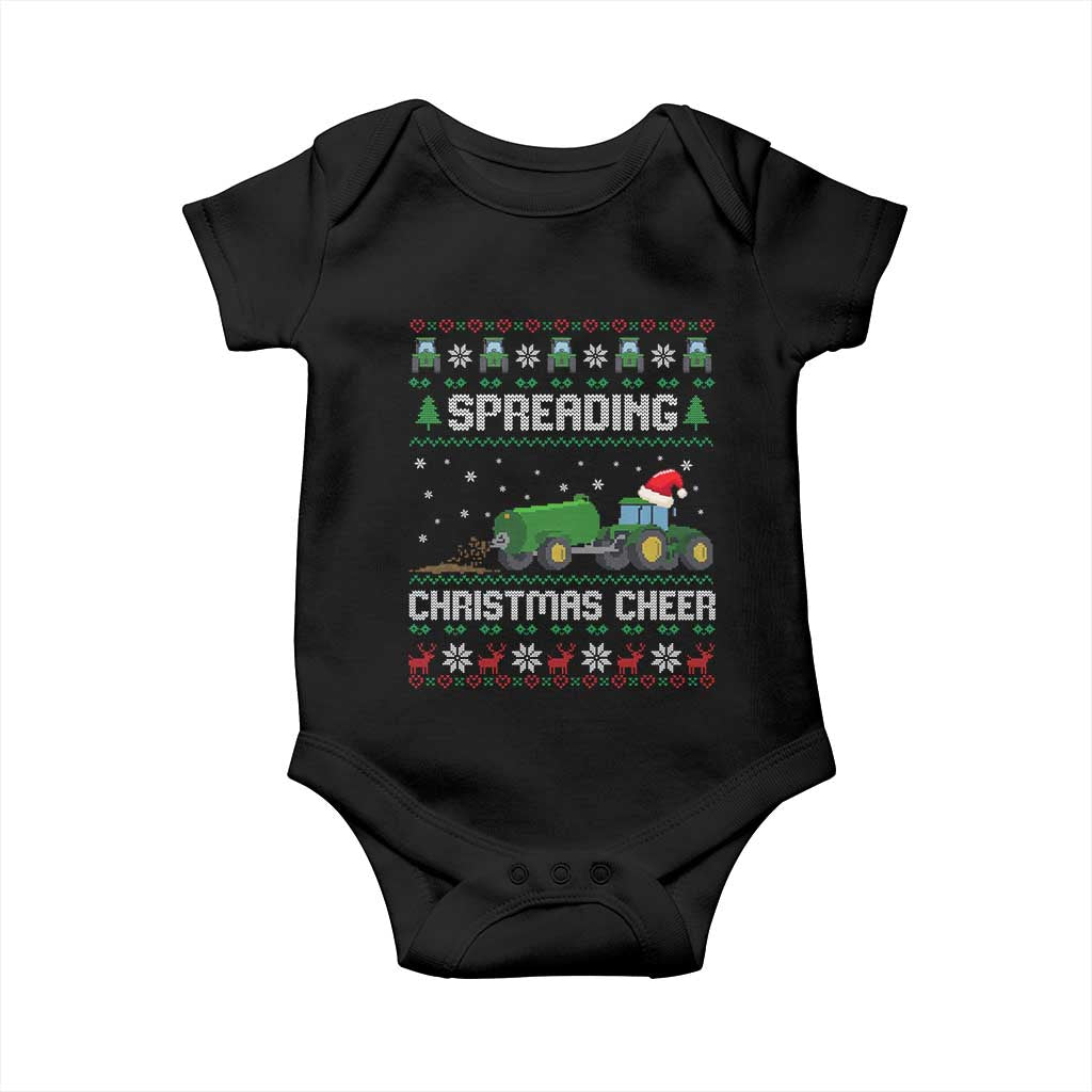 Spreading Christmas Cheer Baby Onesie Funny Farming Tractor Xmas TS11 Black Print Your Wear