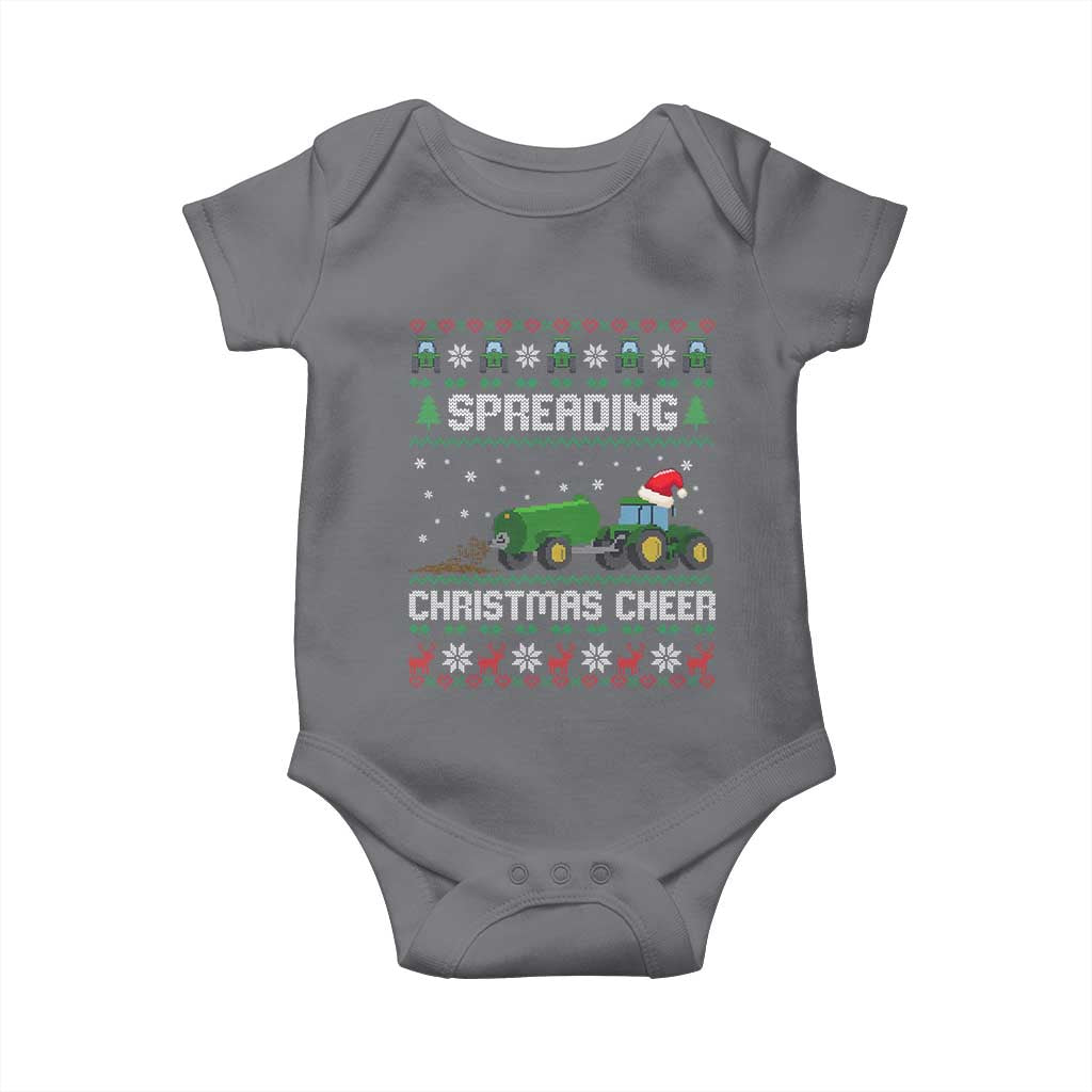 Spreading Christmas Cheer Baby Onesie Funny Farming Tractor Xmas TS11 Charcoal Print Your Wear