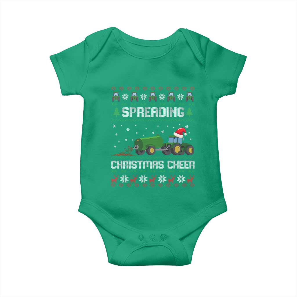 Spreading Christmas Cheer Baby Onesie Funny Farming Tractor Xmas TS11 Irish Green Print Your Wear