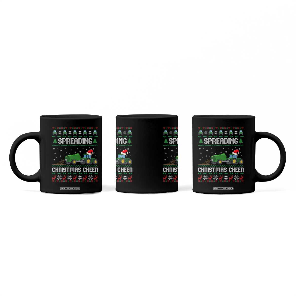 Spreading Christmas Cheer Coffee Mug Funny Farming Tractor Xmas TS11 Print Your Wear