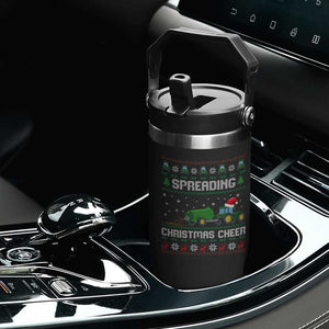 Spreading Christmas Cheer Flip Straw Tumbler Funny Farming Tractor Xmas TS11 Print Your Wear