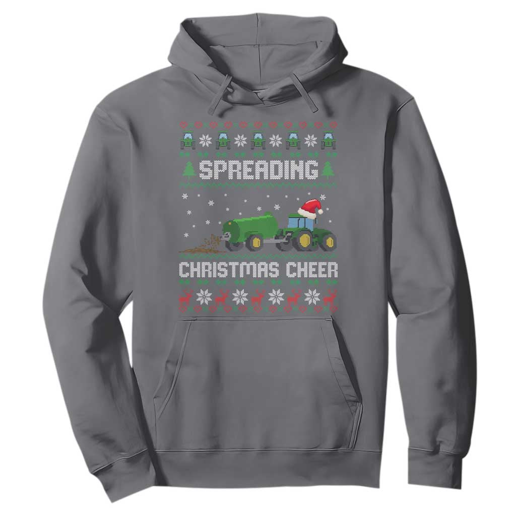 Spreading Christmas Cheer Hoodie Funny Farming Tractor Xmas TS11 Charcoal Print Your Wear