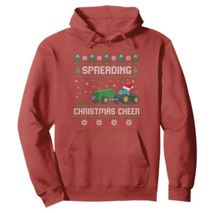 Spreading Christmas Cheer Hoodie Funny Farming Tractor Xmas TS11 Red Print Your Wear