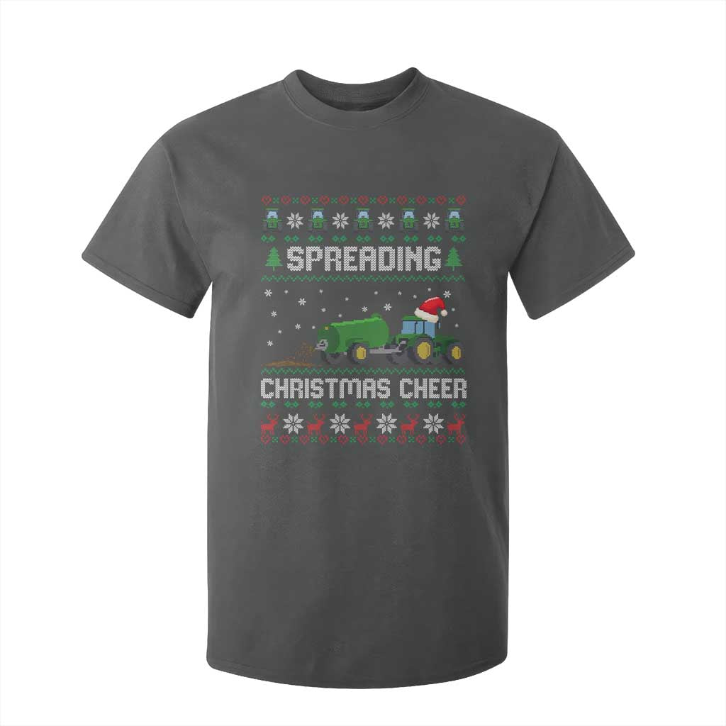 Spreading Christmas Cheer T Shirt For Kid Funny Farming Tractor Xmas TS11 Dark Heather Print Your Wear