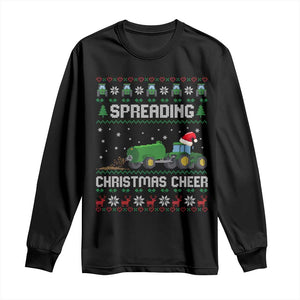 Spreading Christmas Cheer Long Sleeve Shirt Funny Farming Tractor Xmas TS11 Black Print Your Wear