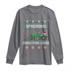 Spreading Christmas Cheer Long Sleeve Shirt Funny Farming Tractor Xmas TS11 Charcoal Print Your Wear