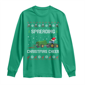 Spreading Christmas Cheer Long Sleeve Shirt Funny Farming Tractor Xmas TS11 Irish Green Print Your Wear