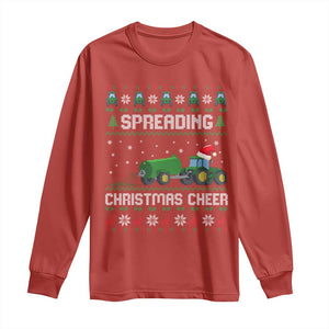 Spreading Christmas Cheer Long Sleeve Shirt Funny Farming Tractor Xmas TS11 Red Print Your Wear