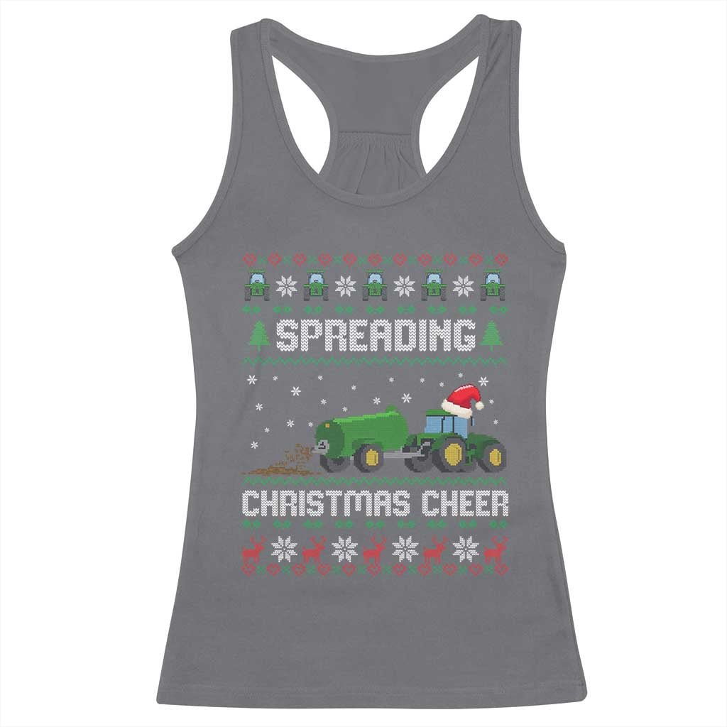 Spreading Christmas Cheer Racerback Tank Top Funny Farming Tractor Xmas TS11 Charcoal Print Your Wear