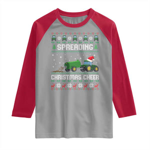 Spreading Christmas Cheer Raglan Shirt Funny Farming Tractor Xmas TS11 Sport Gray Red Print Your Wear