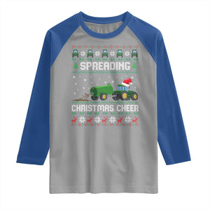 Spreading Christmas Cheer Raglan Shirt Funny Farming Tractor Xmas TS11 Sport Gray Royal Print Your Wear