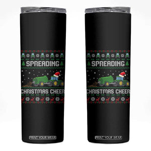 Spreading Christmas Cheer Skinny Tumbler Funny Farming Tractor Xmas TS11 Black Print Your Wear