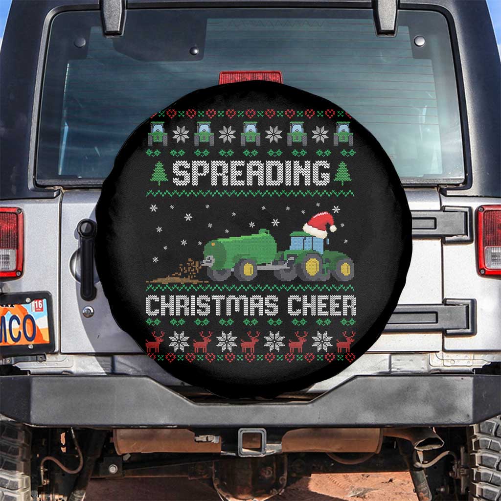 Spreading Christmas Cheer Spare Tire Cover Funny Farming Tractor Xmas TS11 No hole Black Print Your Wear