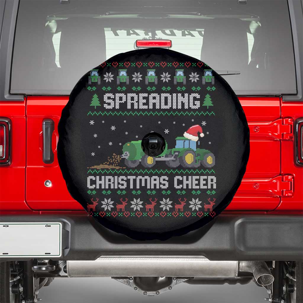 Spreading Christmas Cheer Spare Tire Cover Funny Farming Tractor Xmas TS11 Black Print Your Wear