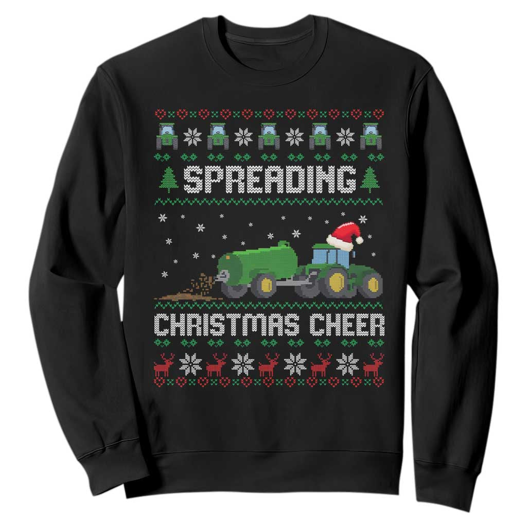 Spreading Christmas Cheer Sweatshirt Funny Farming Tractor Xmas TS11 Black Print Your Wear