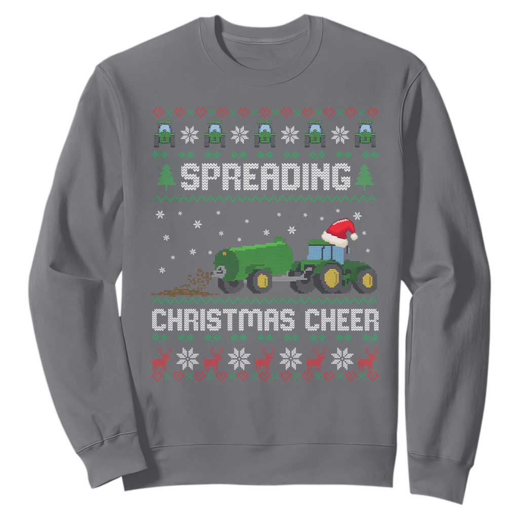 Spreading Christmas Cheer Sweatshirt Funny Farming Tractor Xmas TS11 Charcoal Print Your Wear