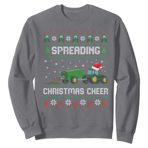 Spreading Christmas Cheer Sweatshirt Funny Farming Tractor Xmas TS11 Charcoal Print Your Wear