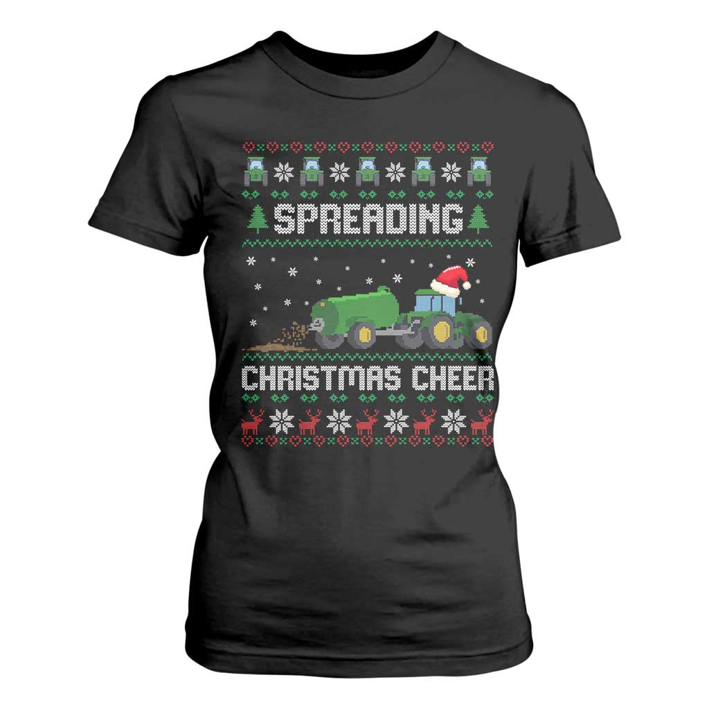 Spreading Christmas Cheer T Shirt For Women Funny Farming Tractor Xmas TS11 Black Print Your Wear