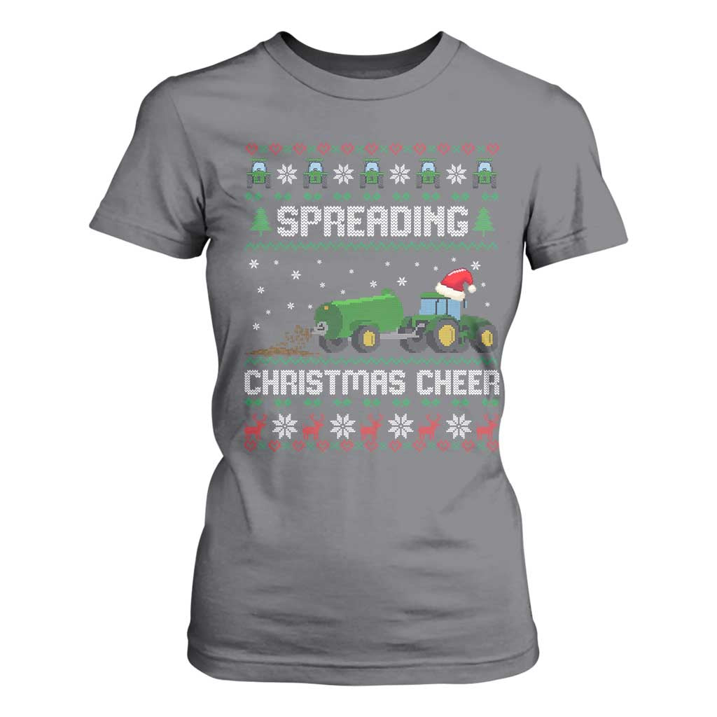 Spreading Christmas Cheer T Shirt For Women Funny Farming Tractor Xmas TS11 Charcoal Print Your Wear
