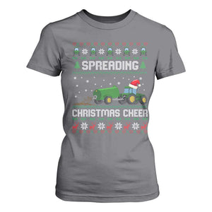 Spreading Christmas Cheer T Shirt For Women Funny Farming Tractor Xmas TS11 Charcoal Print Your Wear