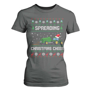 Spreading Christmas Cheer T Shirt For Women Funny Farming Tractor Xmas TS11 Dark Heather Print Your Wear