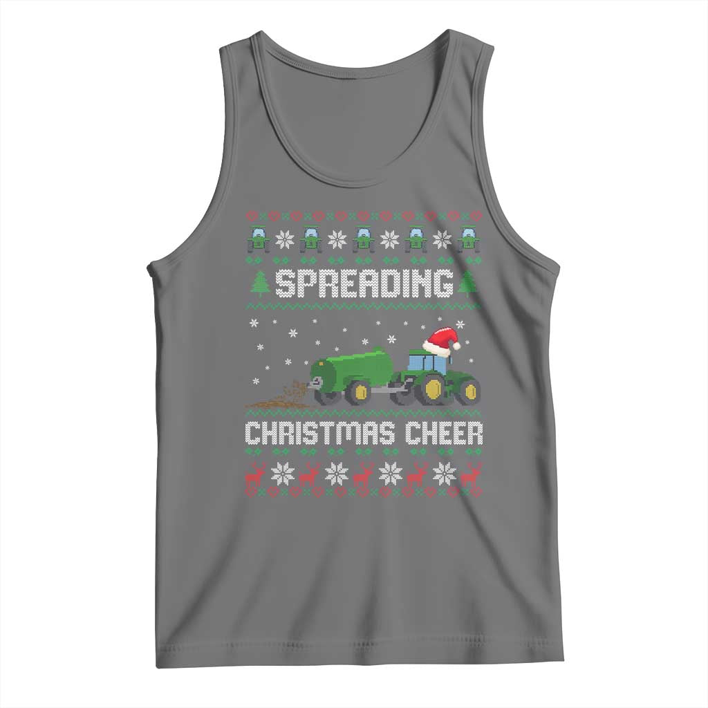 Spreading Christmas Cheer Tank Top Funny Farming Tractor Xmas TS11 Black Heather Print Your Wear