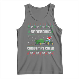 Spreading Christmas Cheer Tank Top Funny Farming Tractor Xmas TS11 Black Heather Print Your Wear