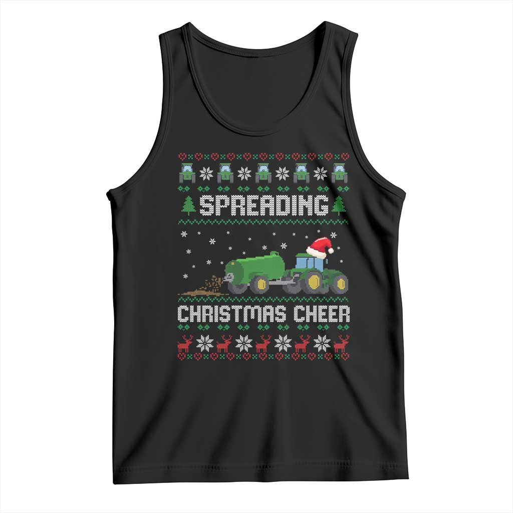 Spreading Christmas Cheer Tank Top Funny Farming Tractor Xmas TS11 Black Print Your Wear