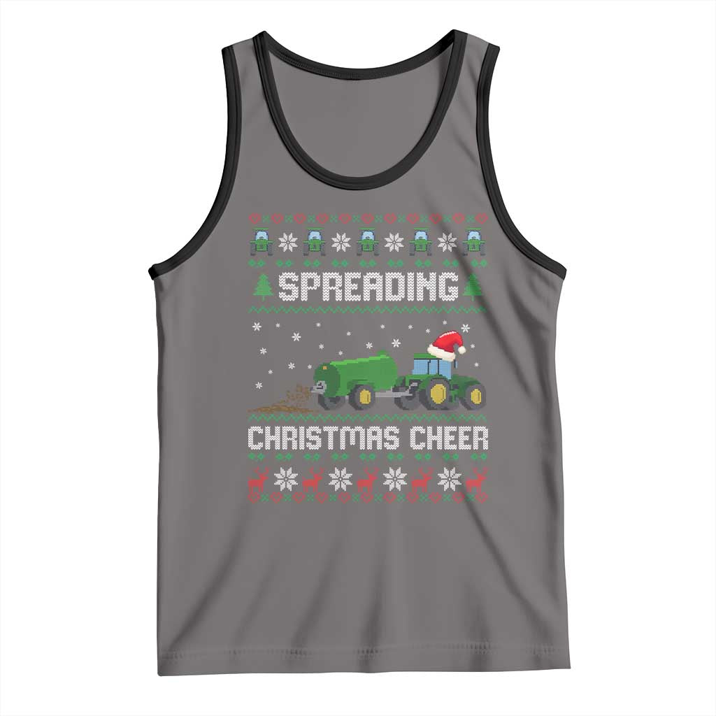 Spreading Christmas Cheer Tank Top Funny Farming Tractor Xmas TS11 Deep Heather Black Print Your Wear