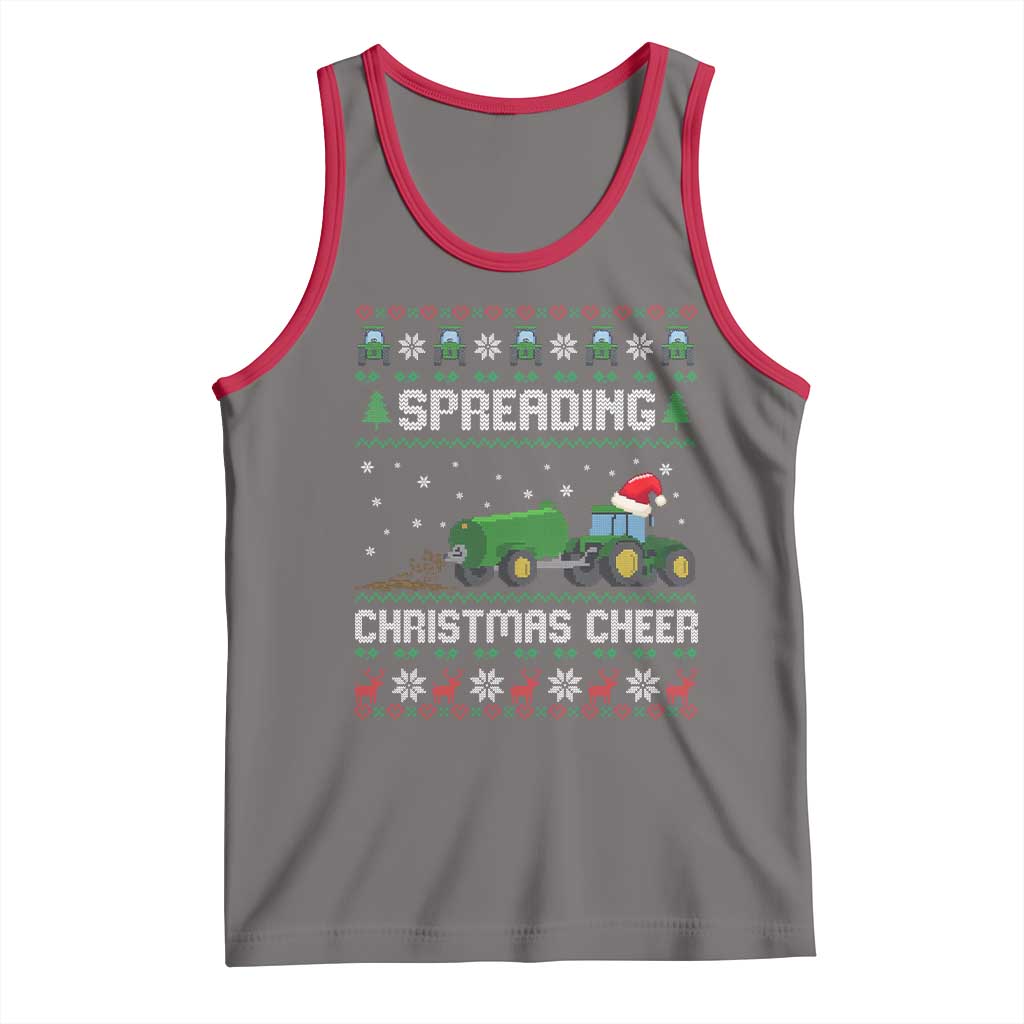 Spreading Christmas Cheer Tank Top Funny Farming Tractor Xmas TS11 Deep Heather Red Print Your Wear