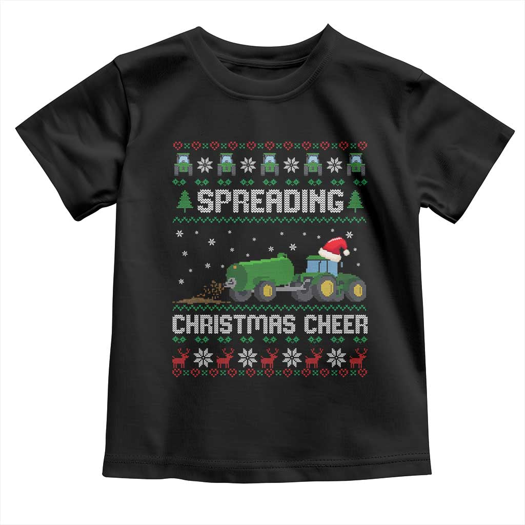 Spreading Christmas Cheer Toddler T Shirt Funny Farming Tractor Xmas TS11 Black Print Your Wear