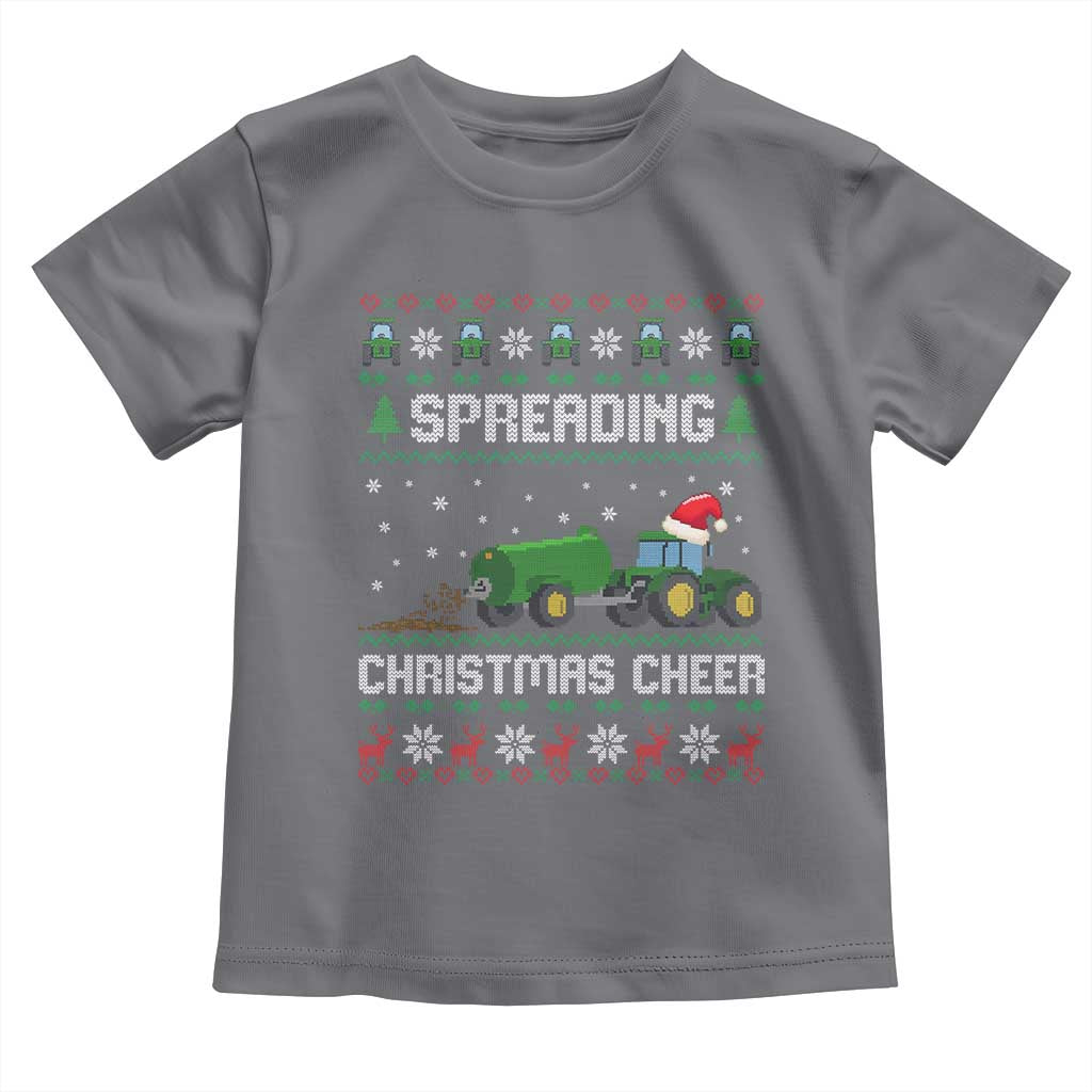 Spreading Christmas Cheer Toddler T Shirt Funny Farming Tractor Xmas TS11 Charcoal Print Your Wear
