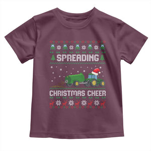 Spreading Christmas Cheer Toddler T Shirt Funny Farming Tractor Xmas TS11 Maroon Print Your Wear