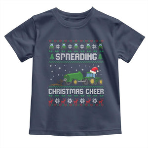 Spreading Christmas Cheer Toddler T Shirt Funny Farming Tractor Xmas TS11 Navy Print Your Wear