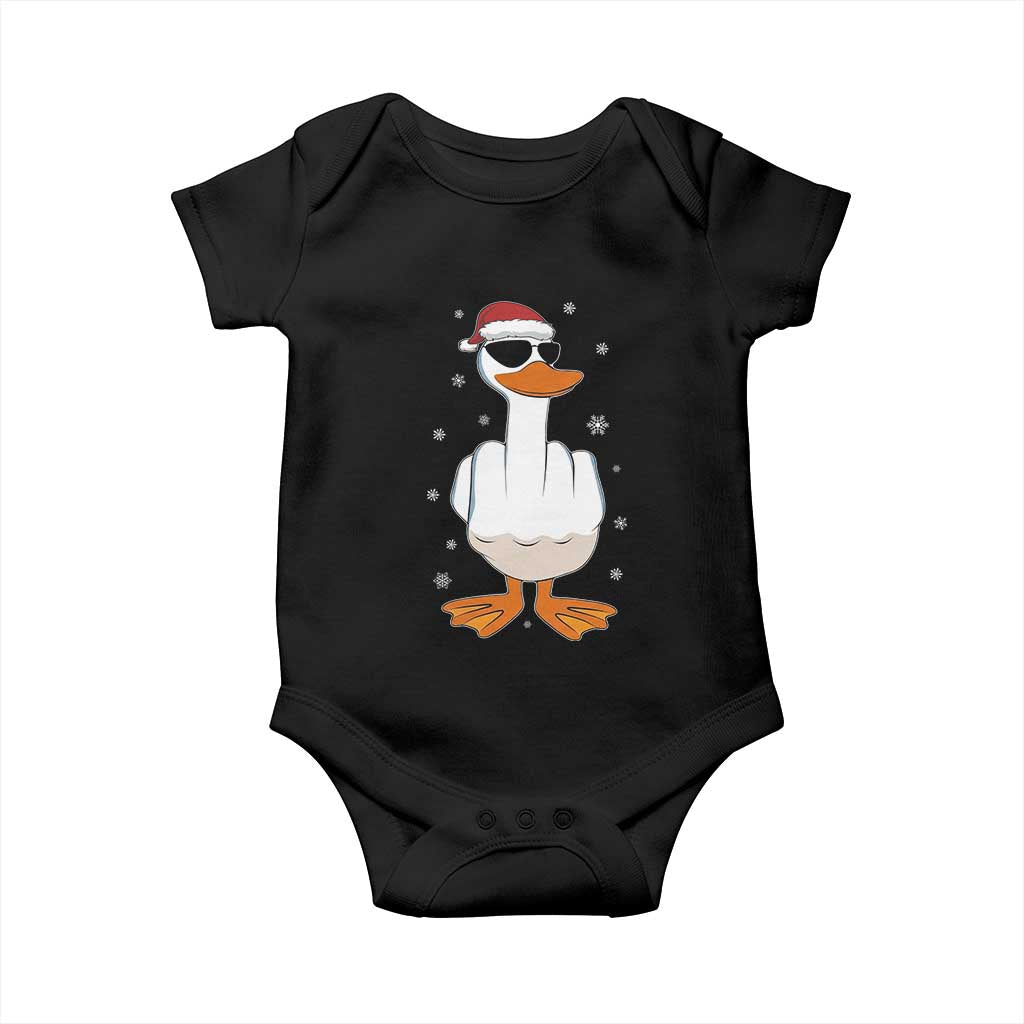 Funny Christmas Offensive Rude Duck Baby Onesie I Dont Give A Duck Middle Finger Xmas TS11 Black Print Your Wear