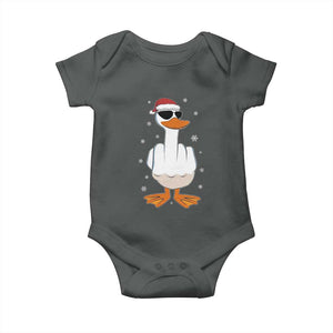 Funny Christmas Offensive Rude Duck Baby Onesie I Dont Give A Duck Middle Finger Xmas TS11 Dark Heather Print Your Wear