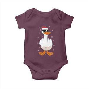 Funny Christmas Offensive Rude Duck Baby Onesie I Dont Give A Duck Middle Finger Xmas TS11 Maroon Print Your Wear