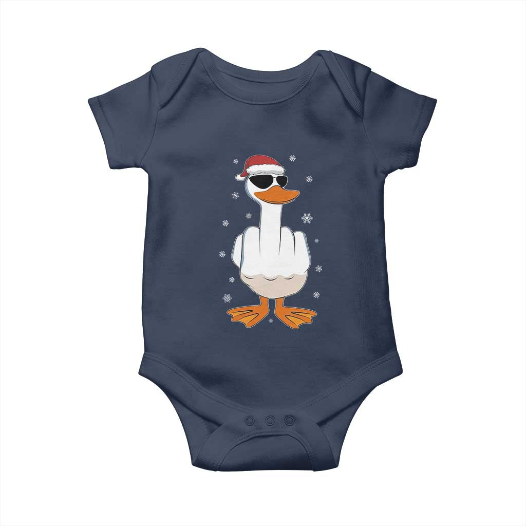 Funny Christmas Offensive Rude Duck Baby Onesie I Dont Give A Duck Middle Finger Xmas TS11 Navy Print Your Wear