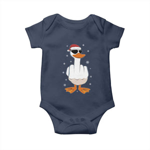 Funny Christmas Offensive Rude Duck Baby Onesie I Dont Give A Duck Middle Finger Xmas TS11 Navy Print Your Wear