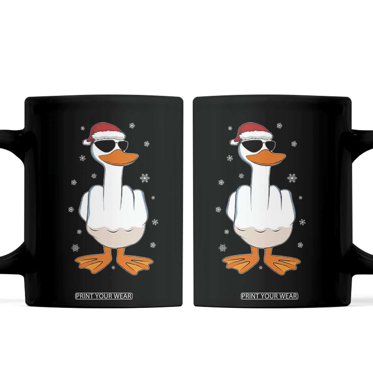 Funny Christmas Offensive Rude Duck Coffee Mug I Dont Give A Duck Middle Finger Xmas TS11 Black Print Your Wear