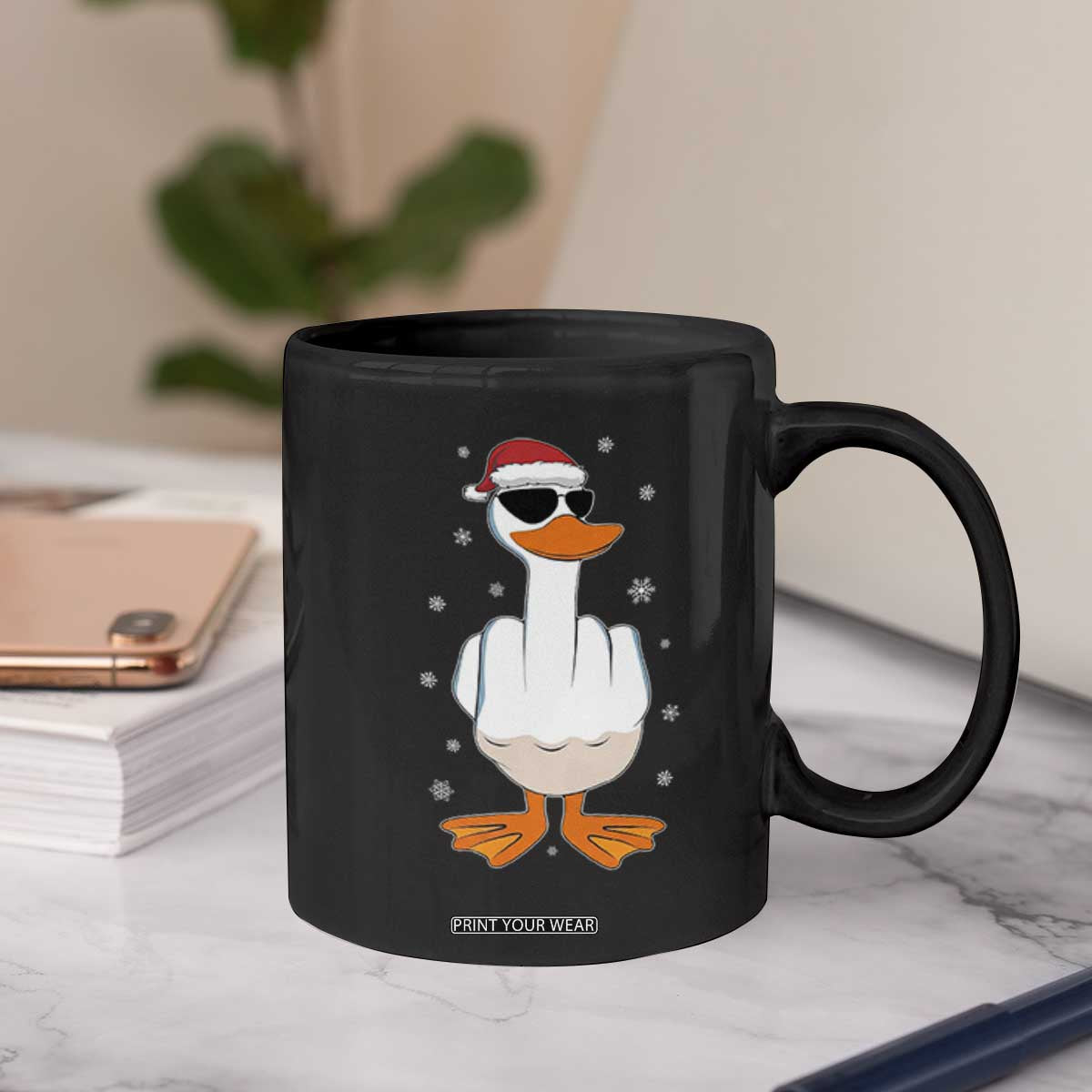 Funny Christmas Offensive Rude Duck Coffee Mug I Dont Give A Duck Middle Finger Xmas TS11 Print Your Wear