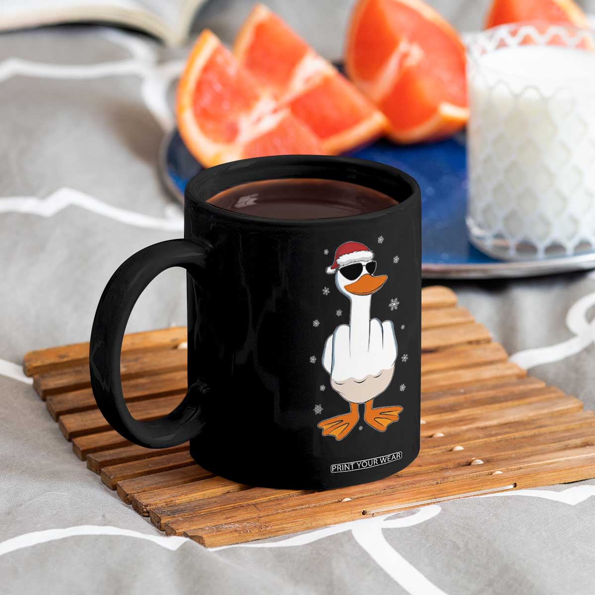 Funny Christmas Offensive Rude Duck Coffee Mug I Dont Give A Duck Middle Finger Xmas TS11 Print Your Wear