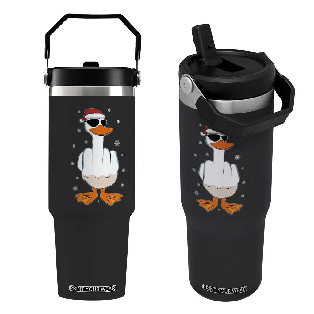 Funny Christmas Offensive Rude Duck Flip Straw Tumbler I Dont Give A Duck Middle Finger Xmas TS11 One Size: 30 oz Black Print Your Wear